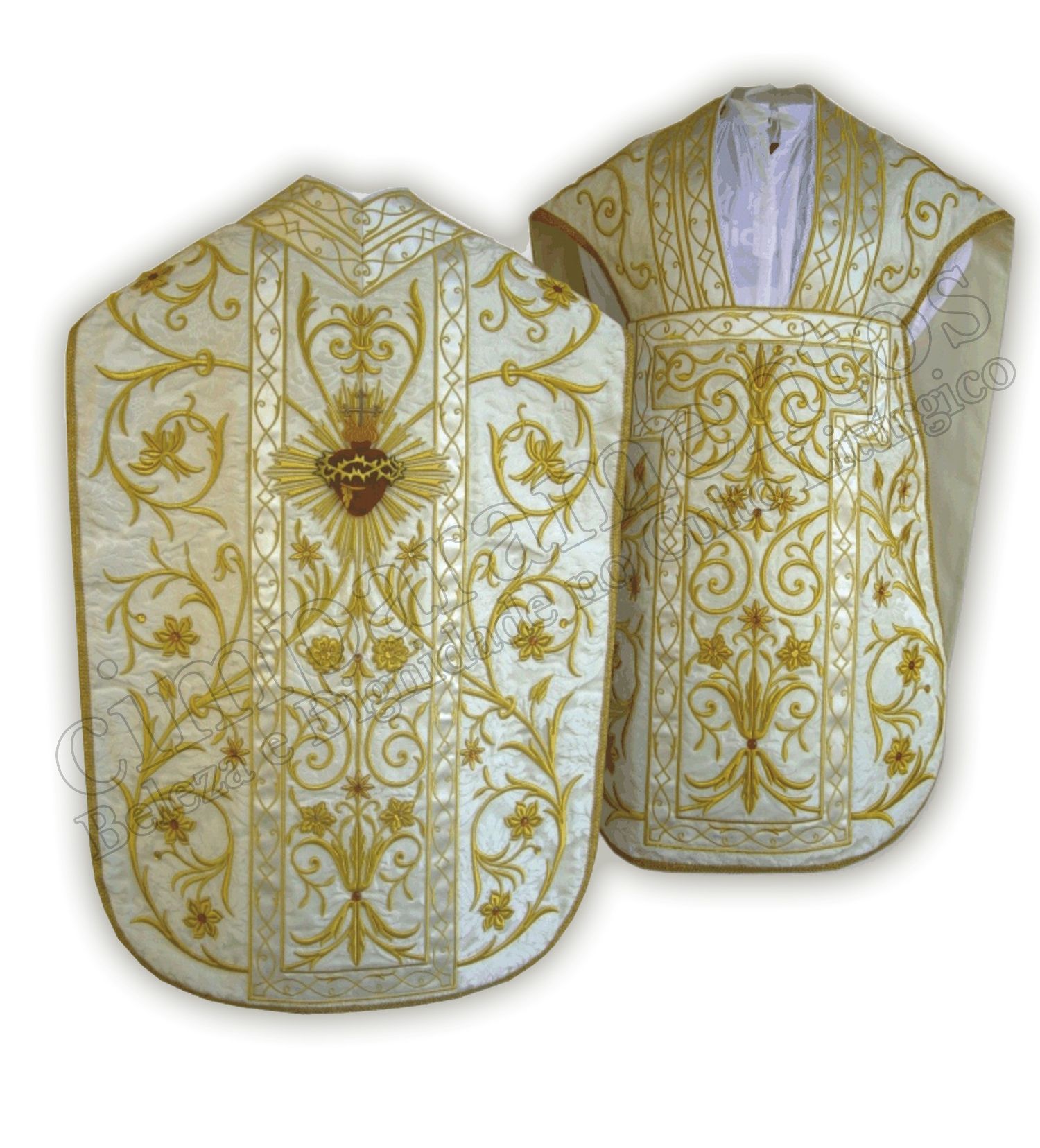 CR BR16 - CASULA ROMANA BRANCA SAGRADO CORACAO DE JESUS