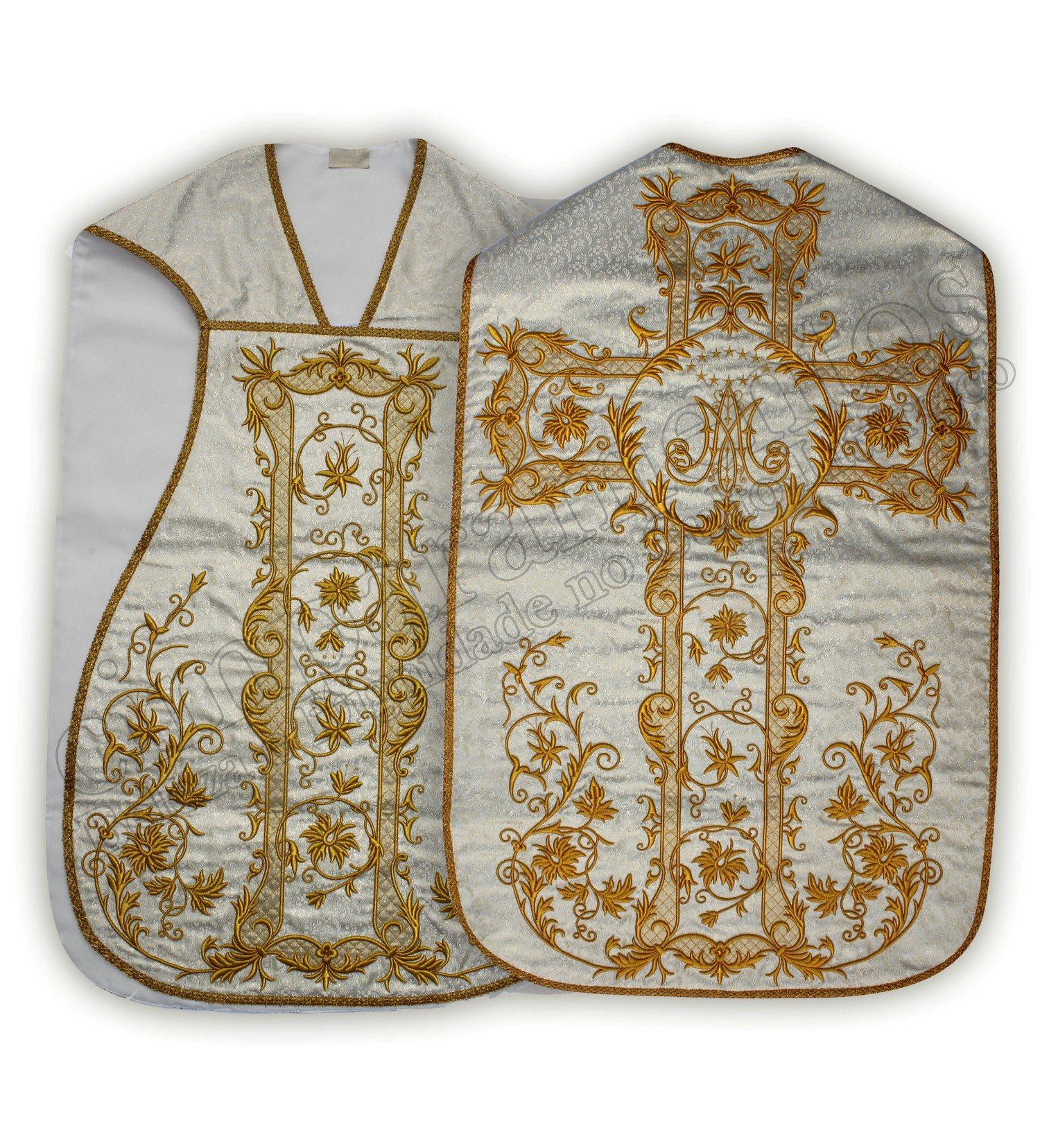 CR BR30 - CASULA ROMANA BRANCA ESCUDO MARIANO
